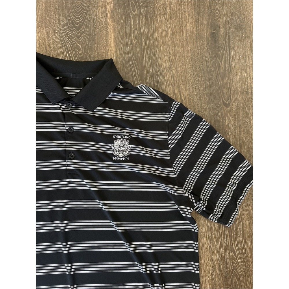 Nike Golf Dry Fit Black Stripe Polo Shirt Whistling Straits XL MINT Preppy